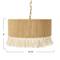 Hello Honey® 16" Brown Coastal Pendant Lamp with Natural Paper Rope Shade, Fringe Detail and Iron Base